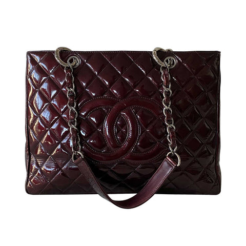 Chanel Patent Leather Grand Shopping Tote Zip