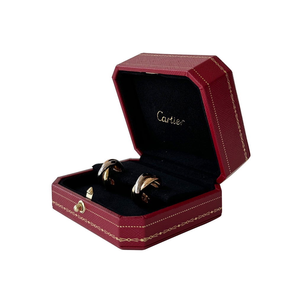 Cartier White Yellow Rose Gold Trinity Earrings