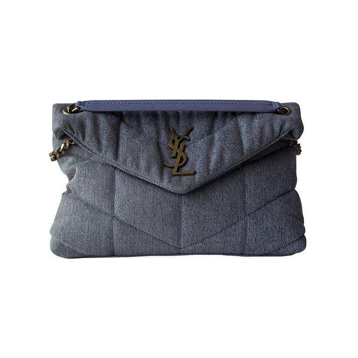 Saint Laurent LouLou Puffer Small Denim Shoulder Bag