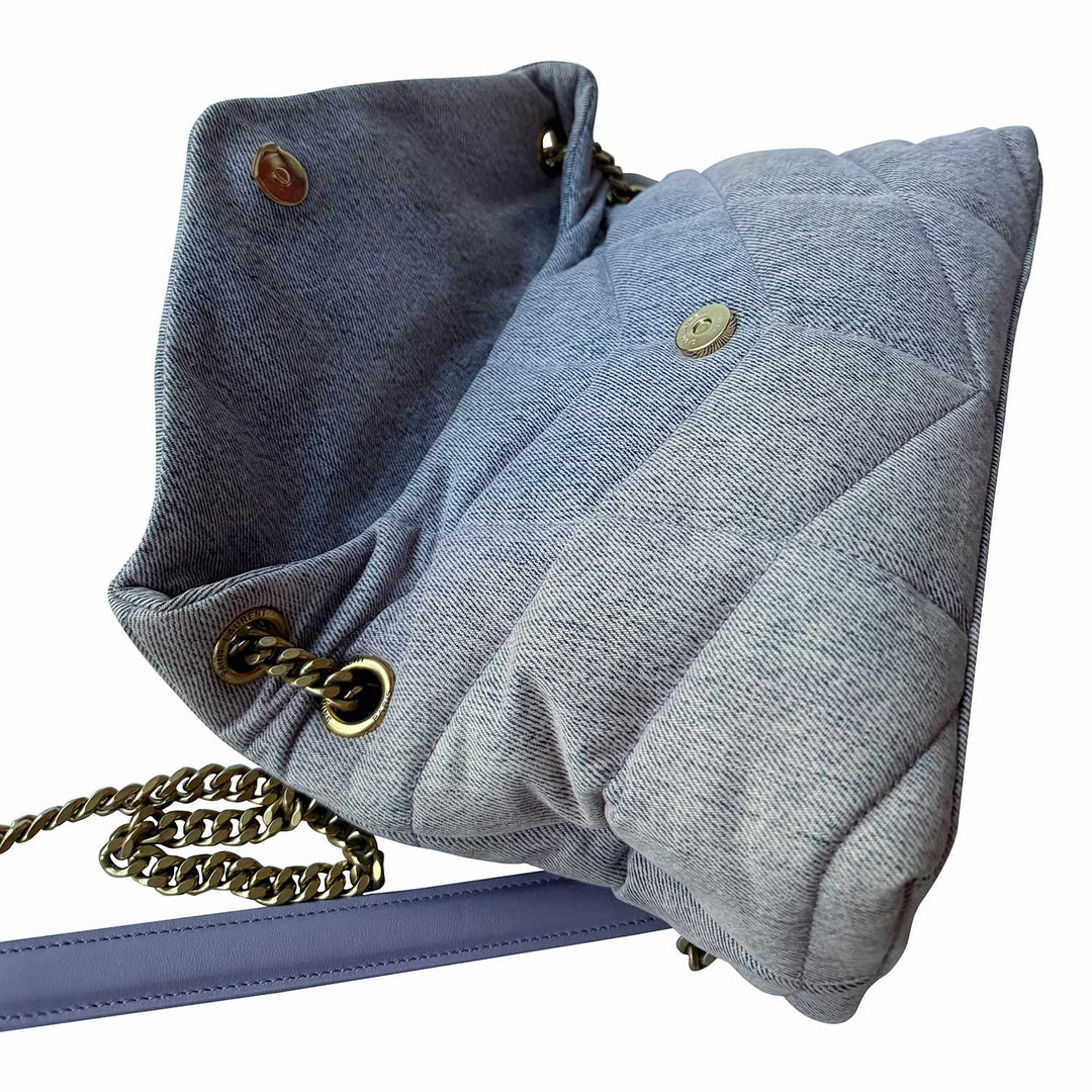 Saint Laurent LouLou Puffer Small Denim Shoulder Bag