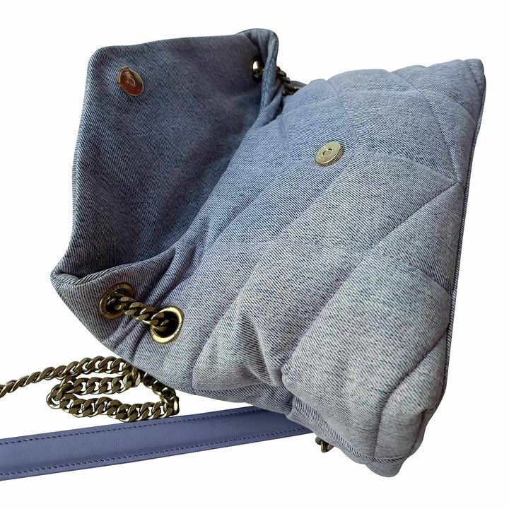 Saint Laurent LouLou Puffer Small Denim Shoulder Bag