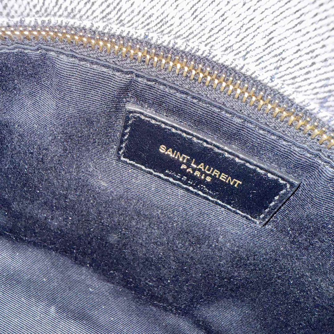 Saint Laurent LouLou Puffer Small Denim Shoulder Bag