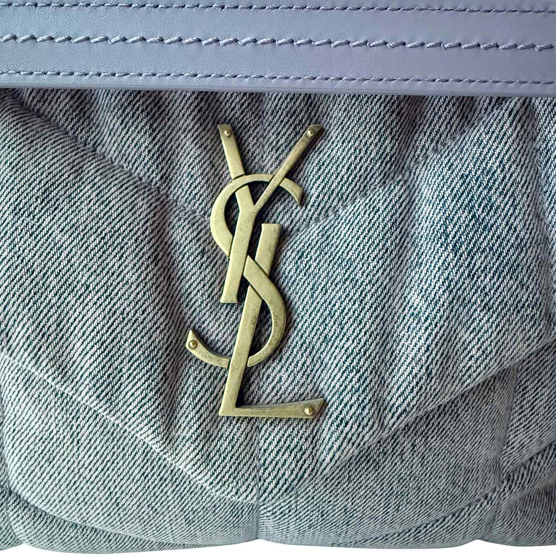Saint Laurent LouLou Puffer Small Denim Shoulder Bag