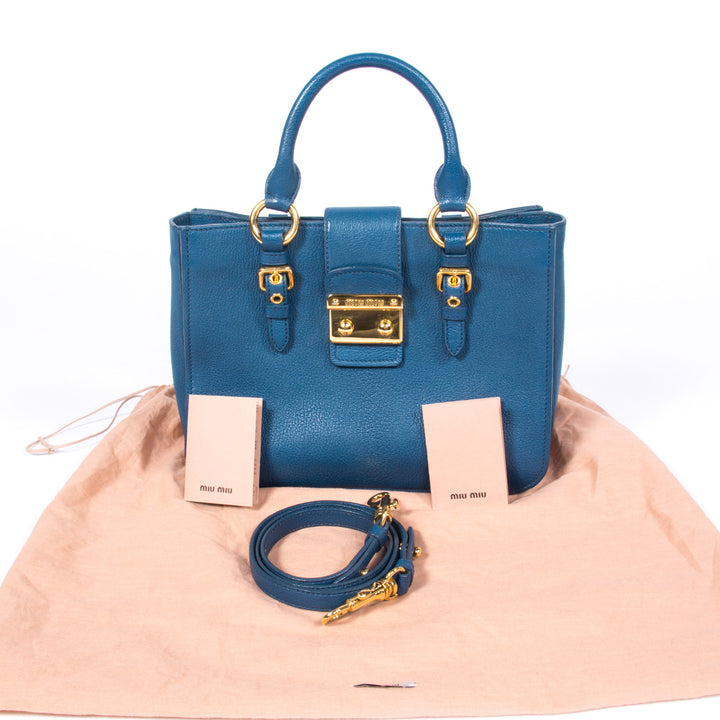 Miu Miu Pebbled Leather Satchel - revogue
