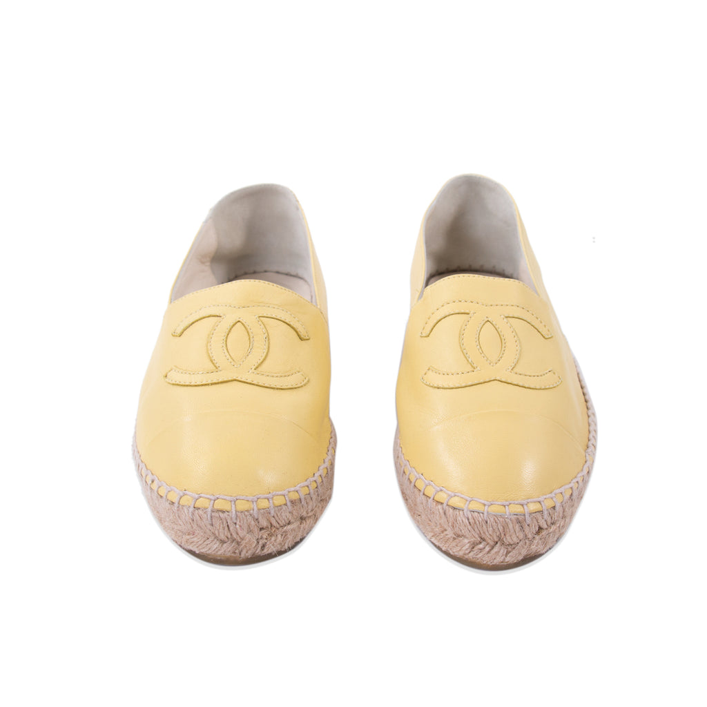 Chanel Yellow Lambskin Leather CC Espadrilles Shoes Chanel - Shop authentic new pre-owned designer brands online at Re-Vogue