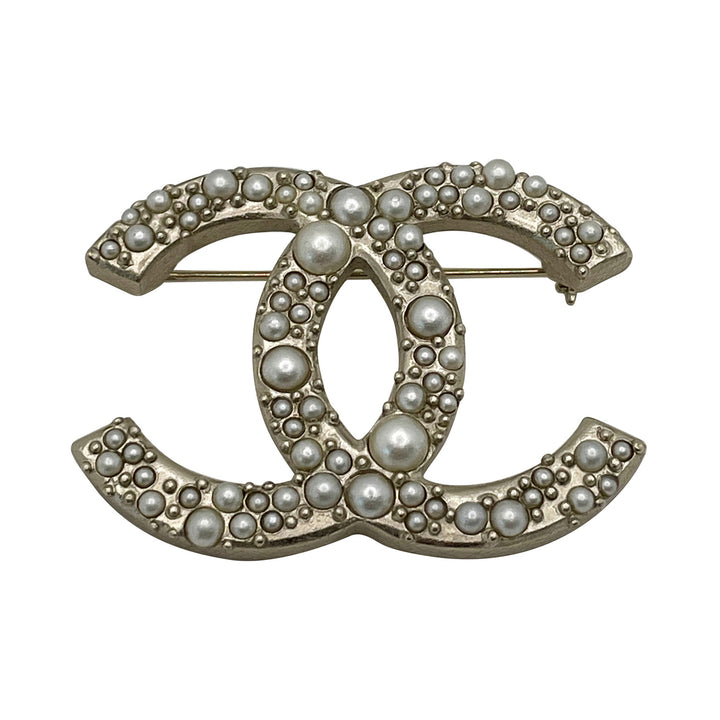 Chanel Pearl CC Logo Brooch