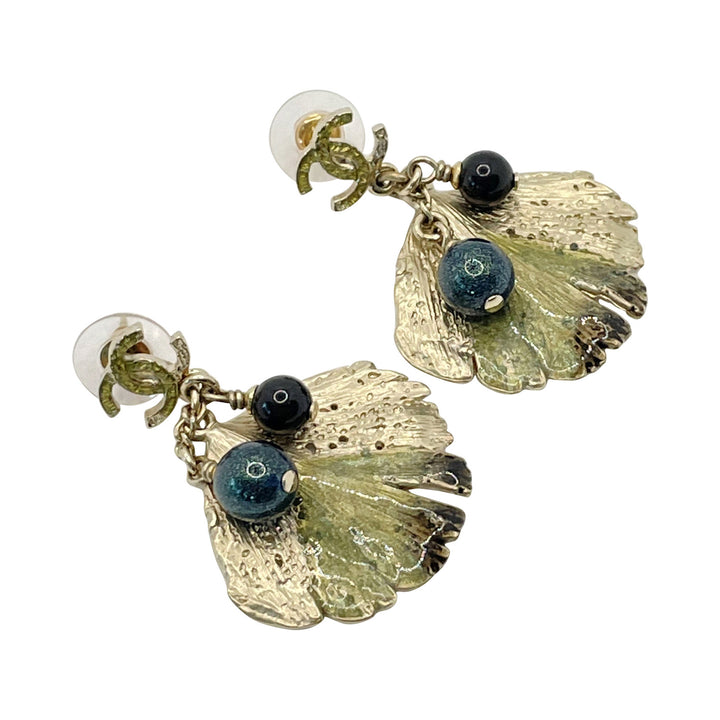 Chanel CC Leaf Logo Stud Earrings