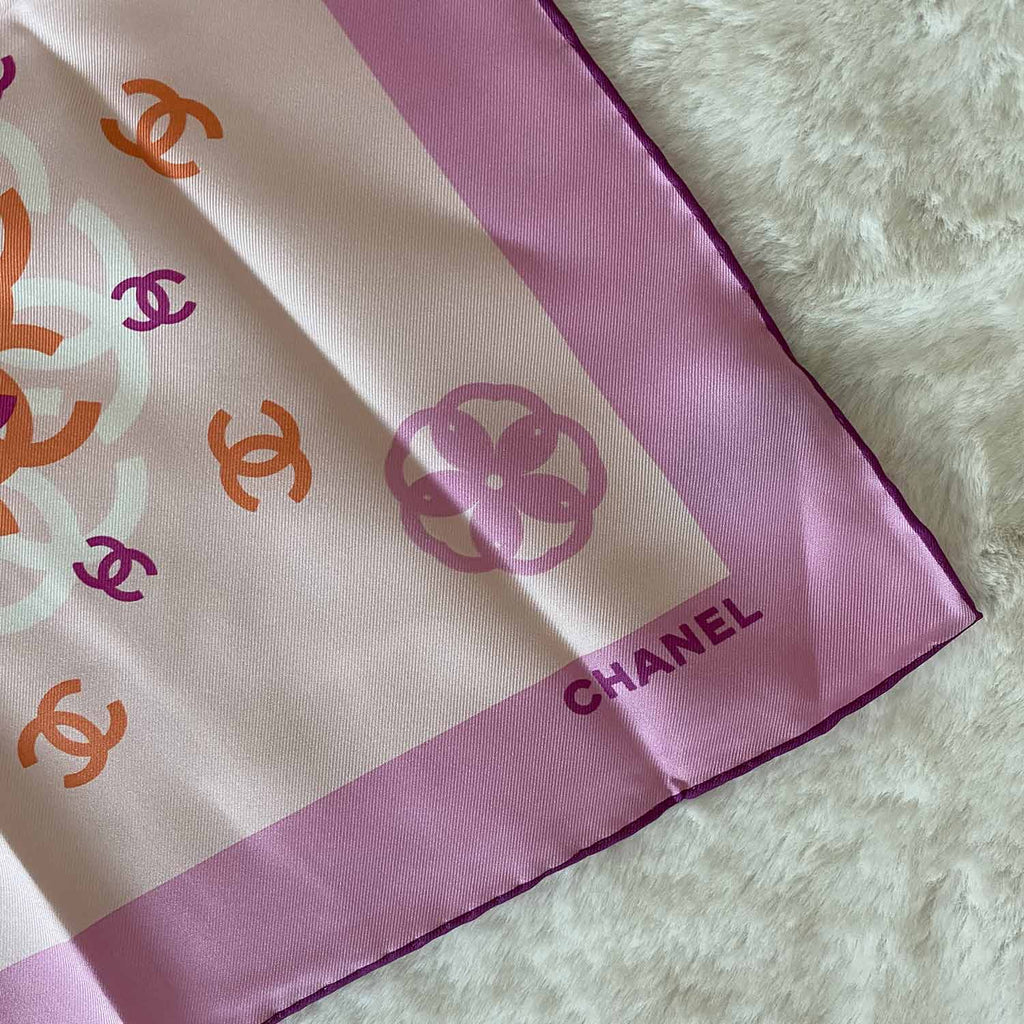 Chanel Interlocking CC Logo Silk Scarf