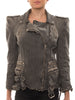 Balmain Grey Biker Jacket - revogue