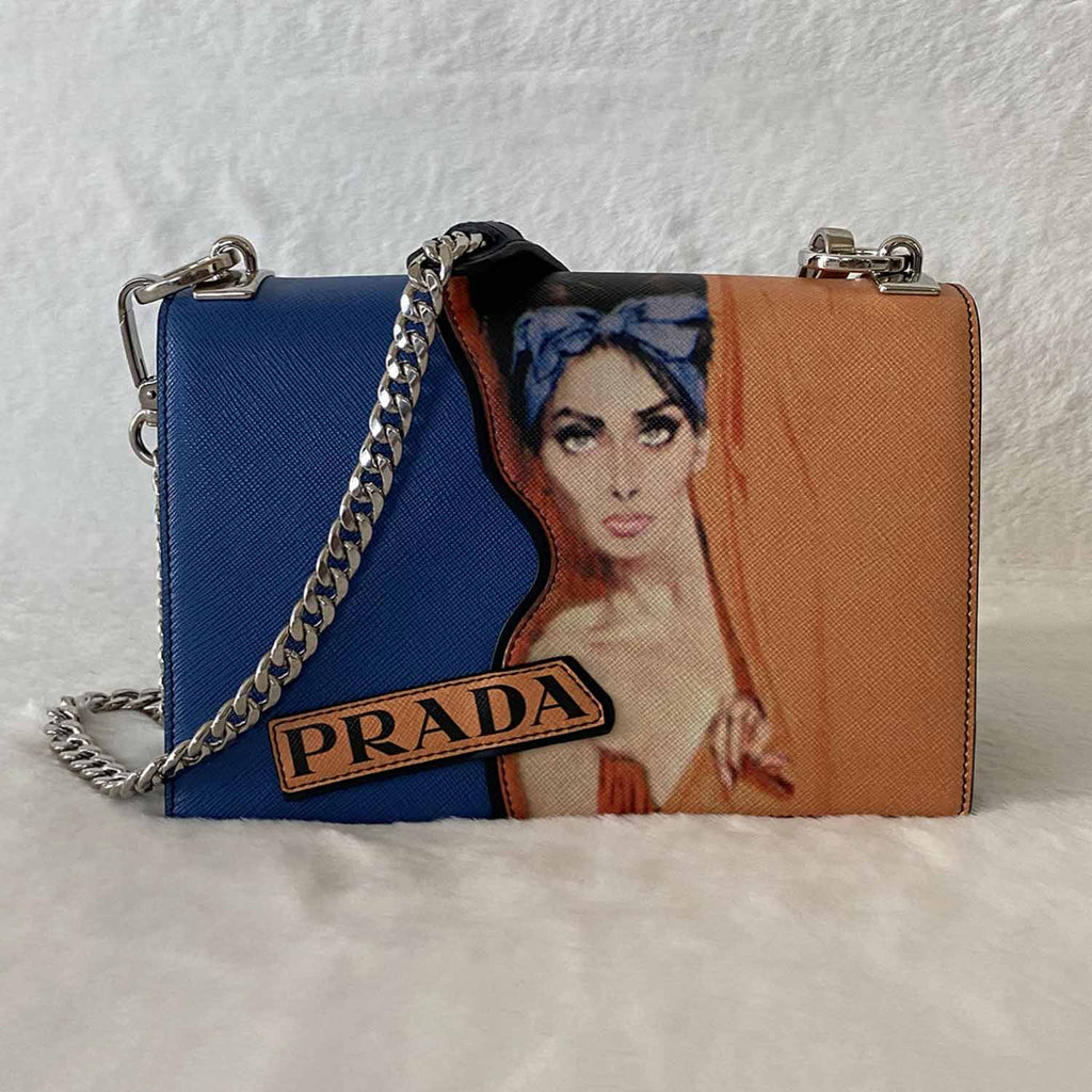 Prada Saffiano Print Frame Shoulder Bag