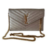 Saint Laurent Grain De Poudre Monogram Wallet On Chain